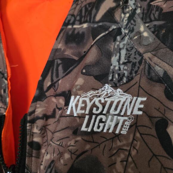 Keystone Light Real Tree Hunting Vest Mens XL Pockets Reversible Orange Beer 90s - Picture 4 of 13